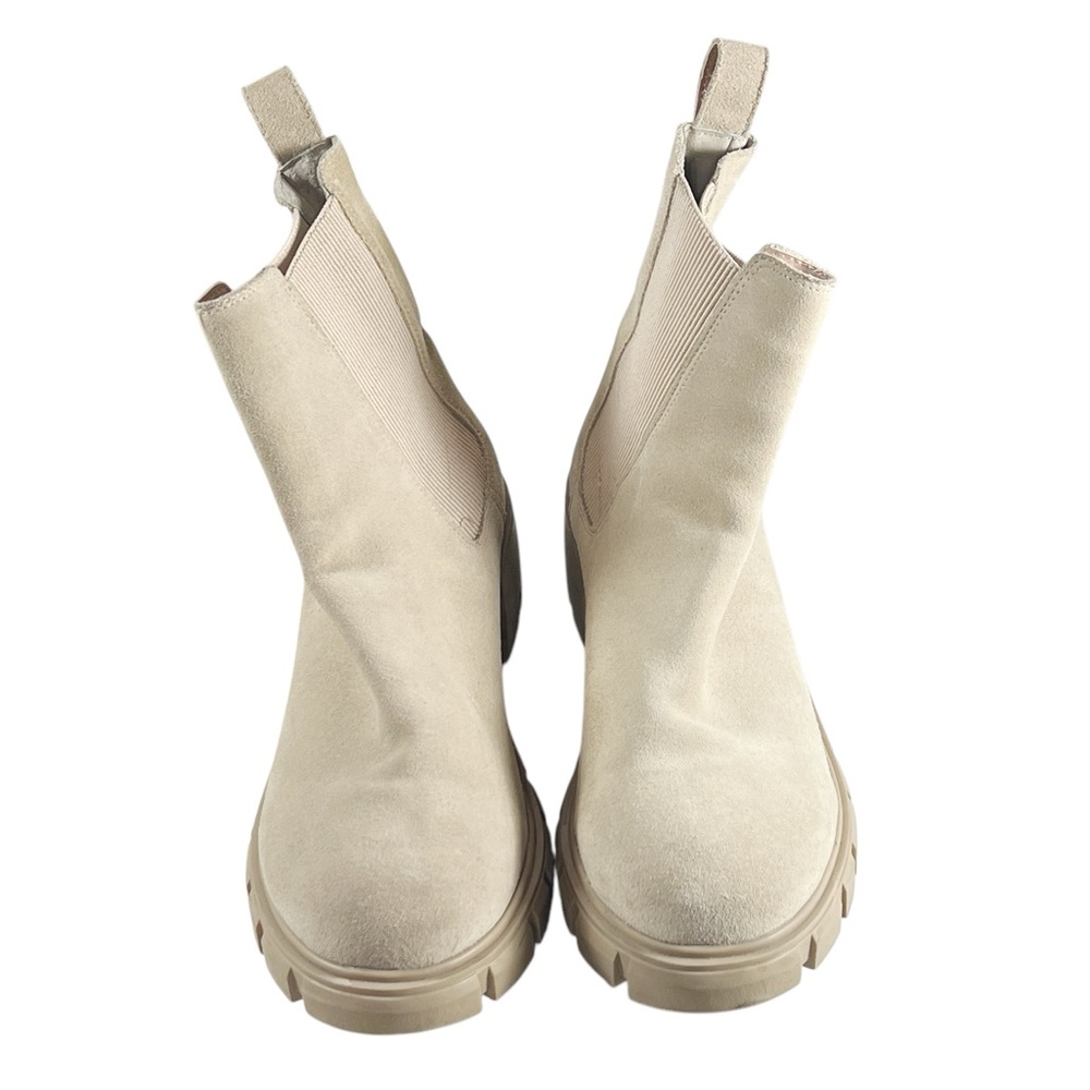 Steve Madden Hola Tan Suede Lug Sole Boots Size 12 Preppy Gorpcore Quiet. Luxury - Picture 2 of 7